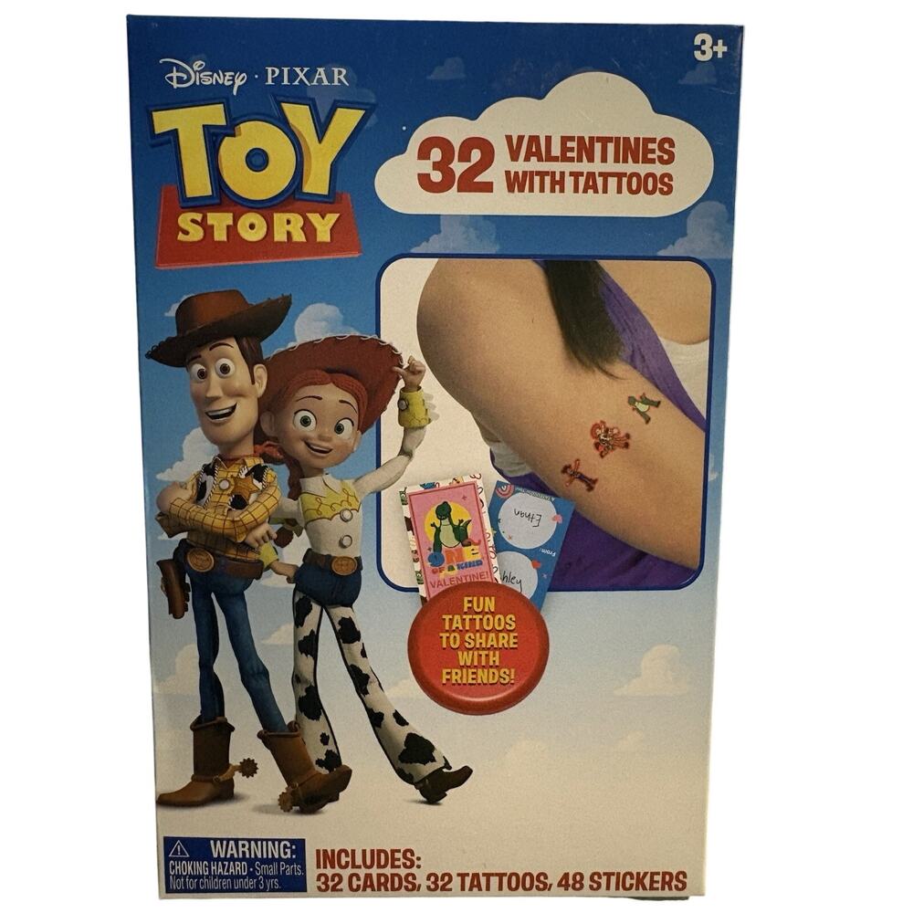 Disney Toy Story 32 Valentines w/Tattoos NEW Home School Teacher 3 Boxes